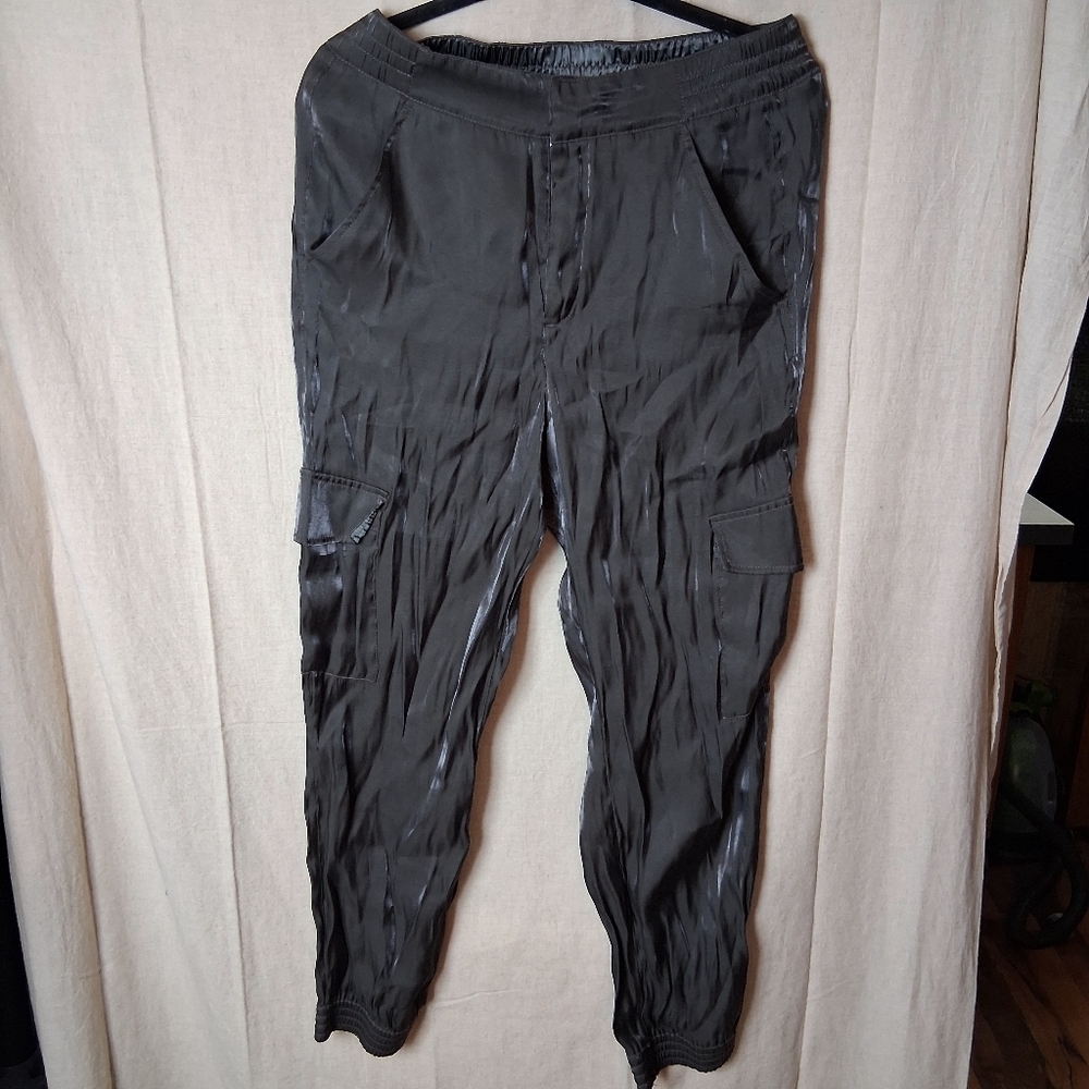 Anthropologie Shimmer Cargo Joggers Green Gray Medium